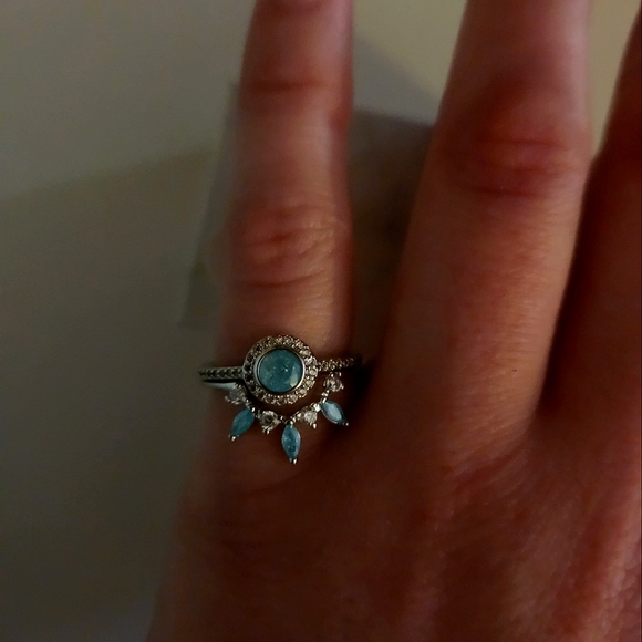 Bomb Party ring size 7 Girl Boss Unicorn RBP2191 Nwt 2 Seperate Bands Aquamarine - Picture 3 of 8